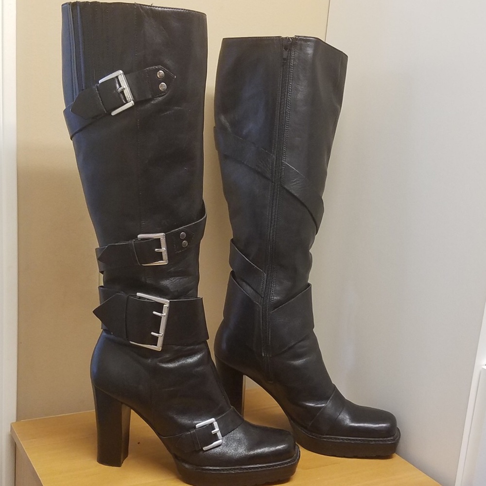 NINE WEST BLACK LEATHER BOOTS